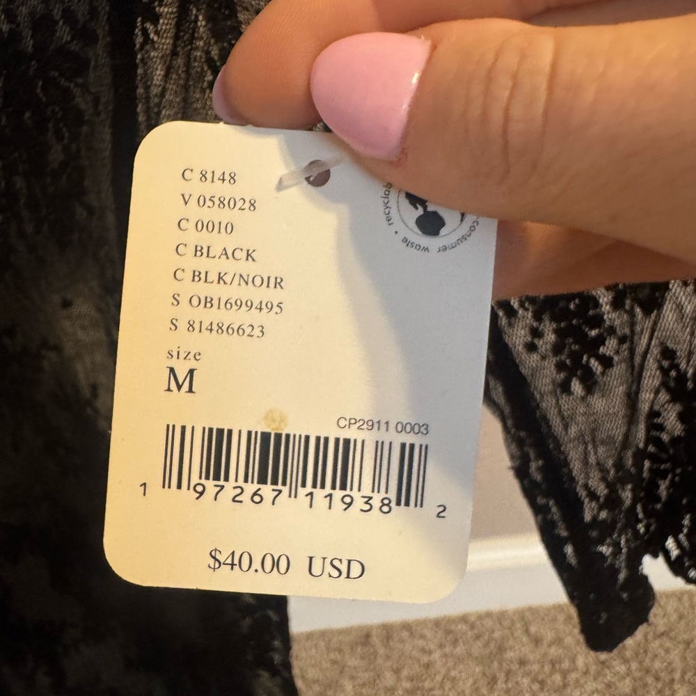 FREE PEOPLE BLACK MESH SHEER TOP WITH THREE QUARTER SLEEVES! - Picture 3 of 4